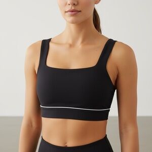 NEW In Motion Black Sports Bra with White Accent Size XL